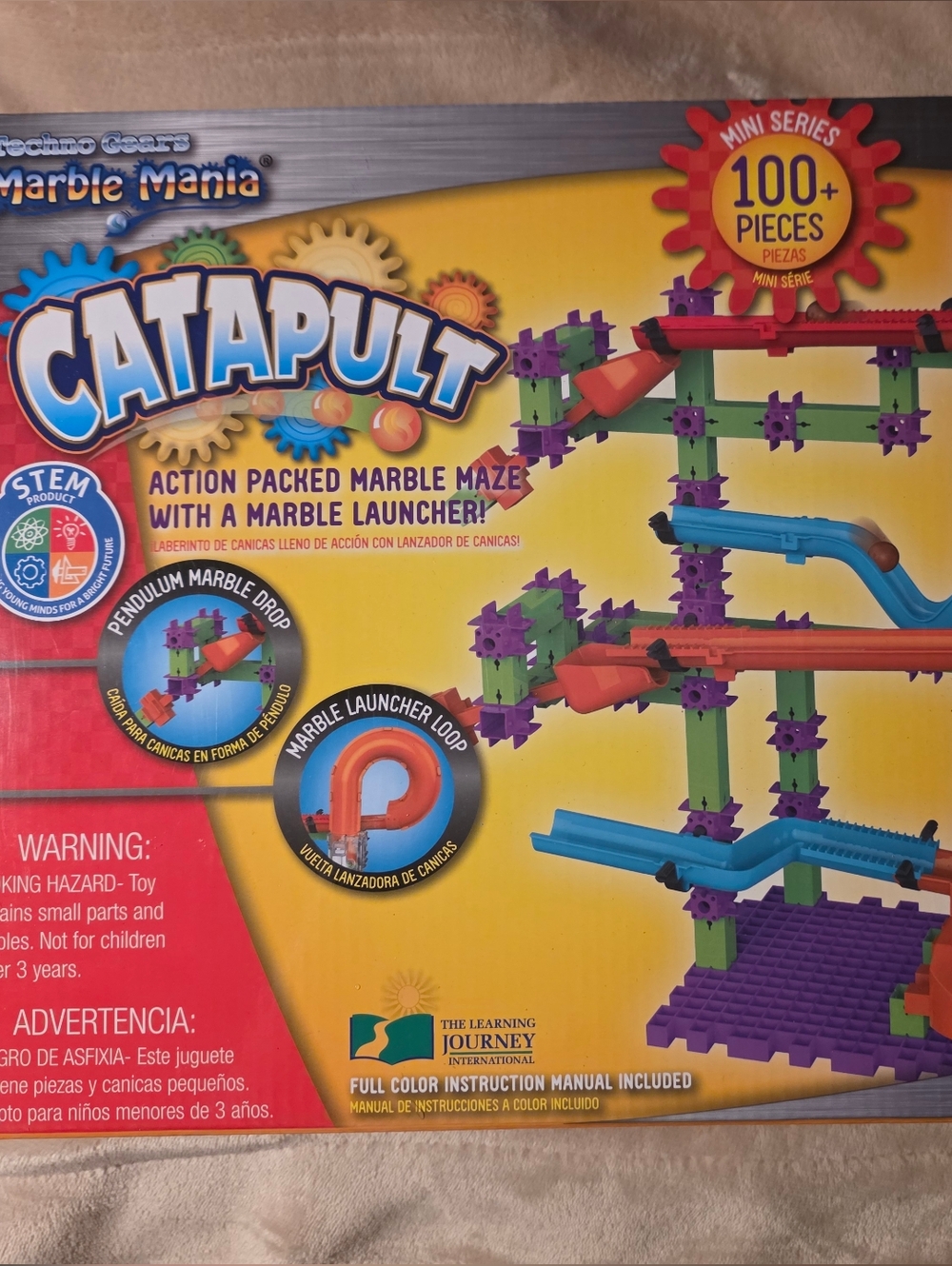 Marble Mania Catapult Marble Run Building Set - Orange, Blue, Purple